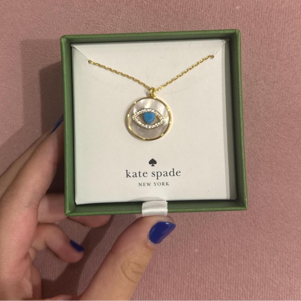 Kate Spade Gold Necklace with Blue Eye Pendant